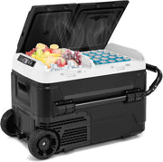 Compressore Frigorifero Box 40L Frigorifero Box Elettrico con Doppia Zone 12/24V -20°C-20°C, Funzionamento LED Touch Porta di Ricarica USB per Auto, Camion, Campeggio