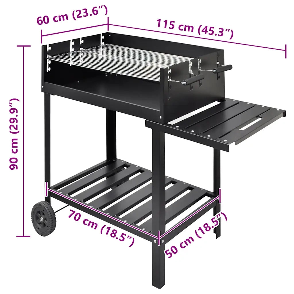 Supporto per BBQ a Carbonella con 2 Ruote 40714