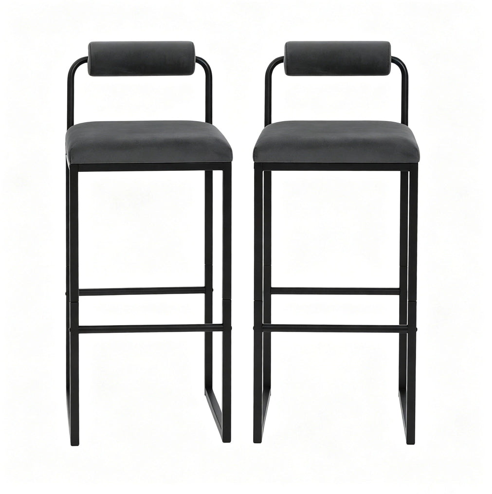 Set 2 sgabelli da bar 38,5 x 39 x 95,5 cm in acciaio e velluto grigio scuro