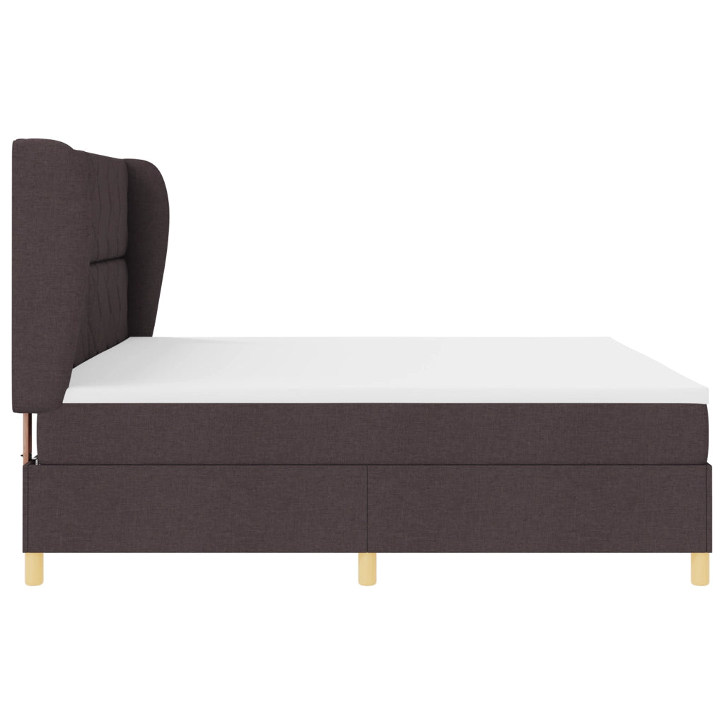 Letto Box Spring con Materasso Marrone Scuro 200x200 cm Tessuto