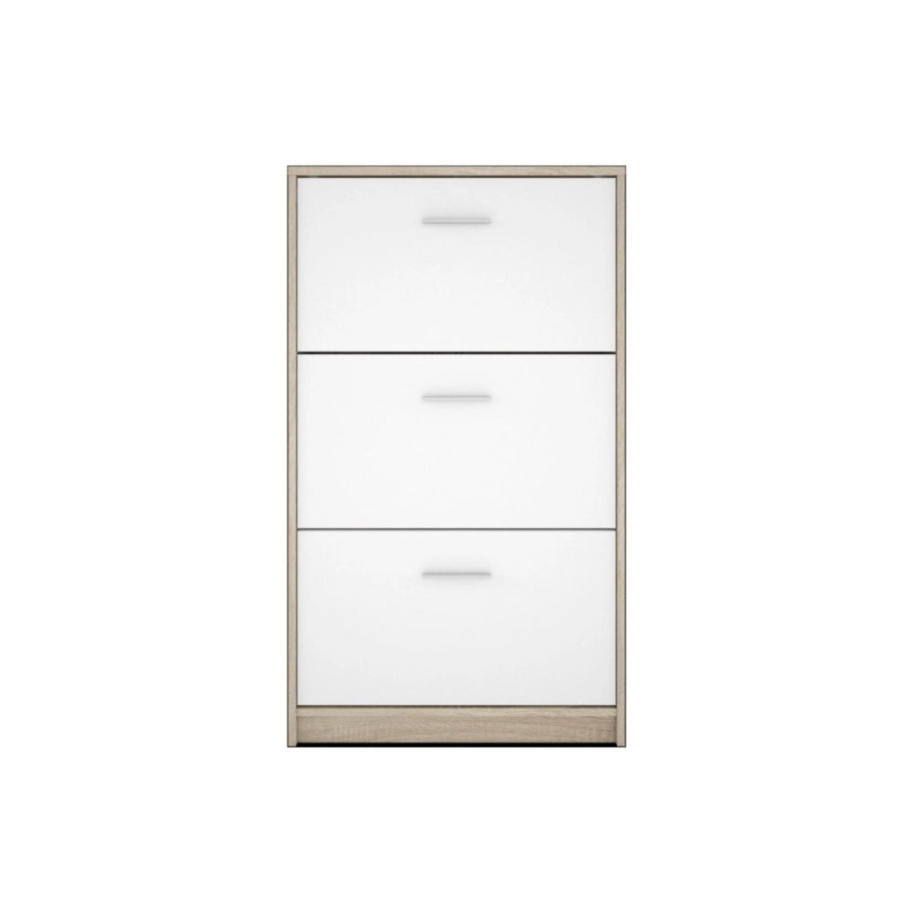Scarpiera 3 ante a ribalta bianco e struttura colore rovere Nepo 69,5x17.5x120H
