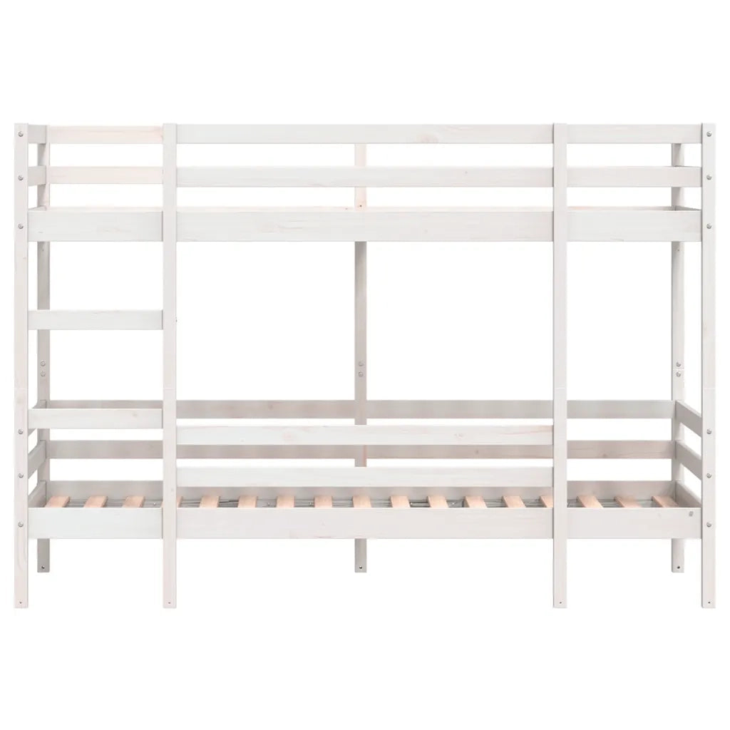 Letto a Castello Bianco 75x190 cm in Legno Massello di Pino