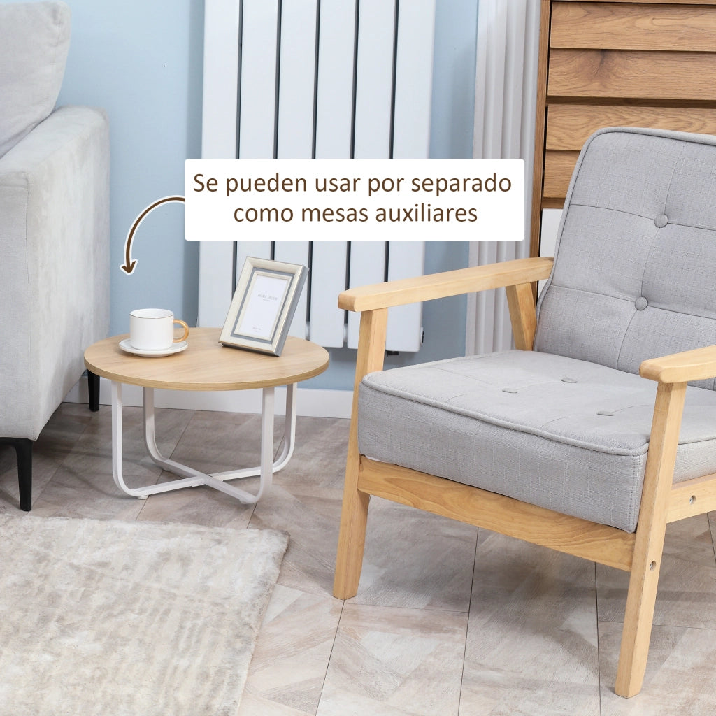 Tavolino da caff¨¨ ¨C zephmum ¨C Legno e Metallo 65x32 cm e 45x26 cm