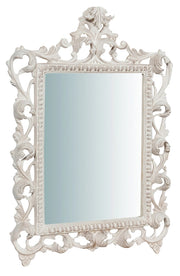 Biscottini Specchiera da parete in legno finitura bianco anticato L45xPR4xH61 cm Made in Italy