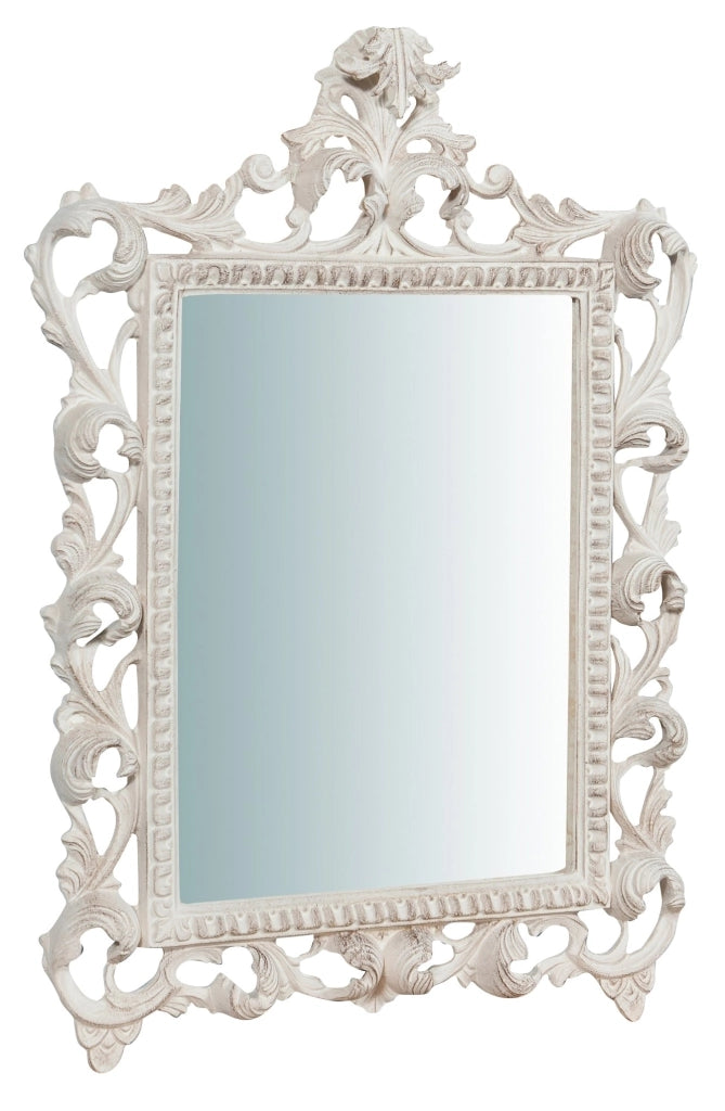 Biscottini Specchiera da parete in legno finitura bianco anticato L45xPR4xH61 cm Made in Italy