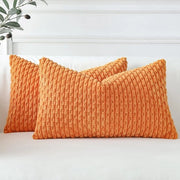 Set di 2 Copricuscini in Corduroy, Copricuscini Decorativi, Copricuscino morbido, Copricuscino decorativo, Copricuscino per divano, Copricuscino per camera da letto, Copricuscino per soggiorno, (Arancione, 30 x 50 cm)
