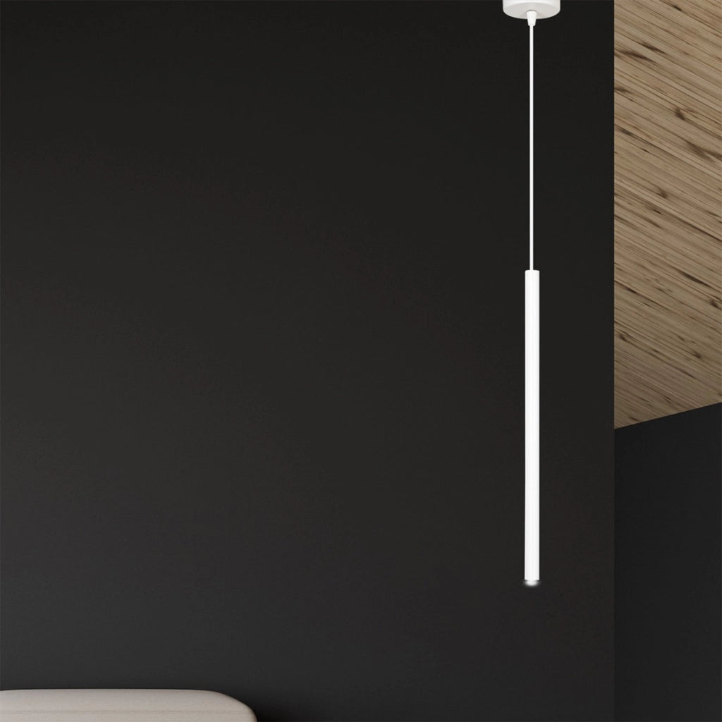 Lampada a sospensione Selter in acciaio bianco opaco