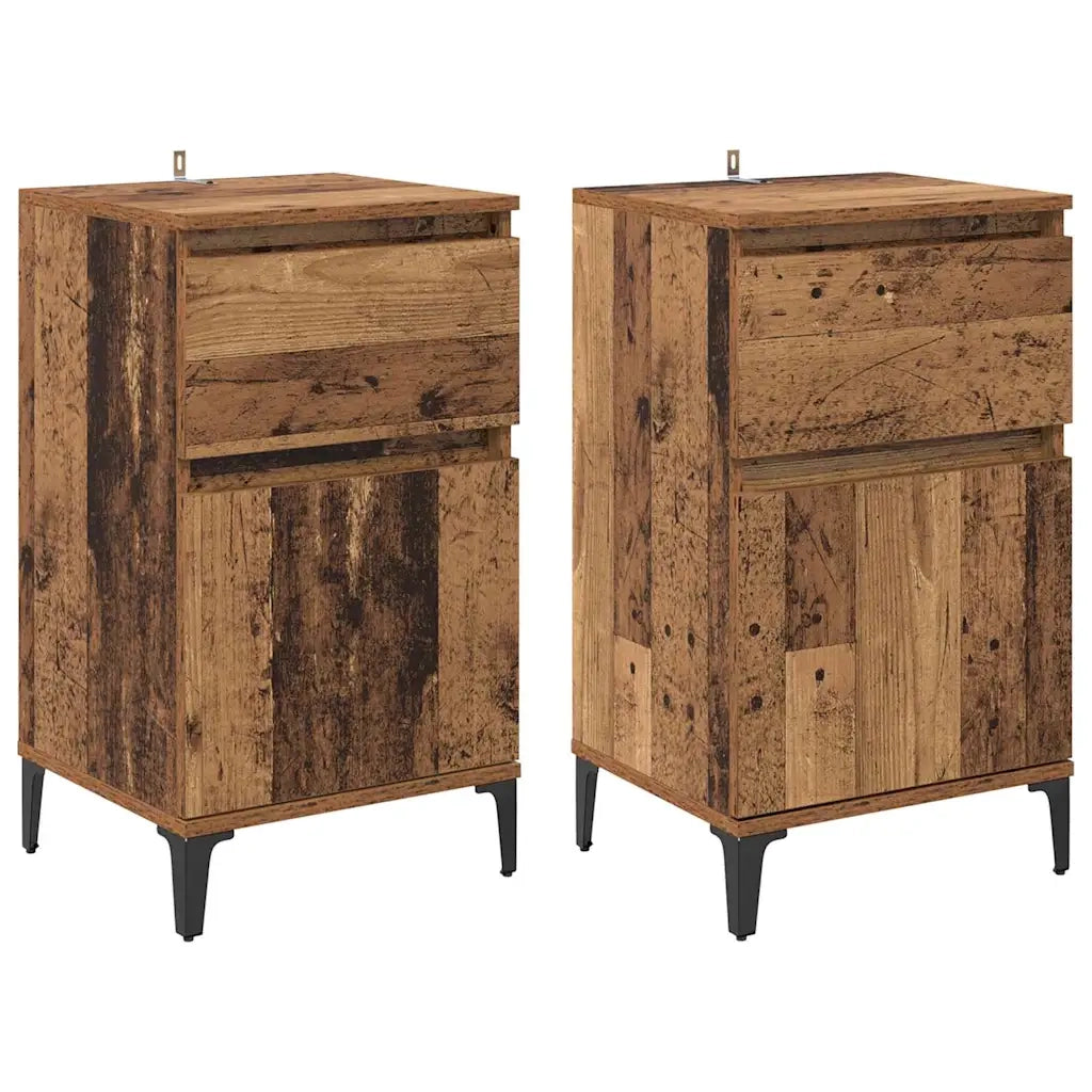 Armadio da Notte 2 pcs Legno vecchio 40 x 35 x 70 cm