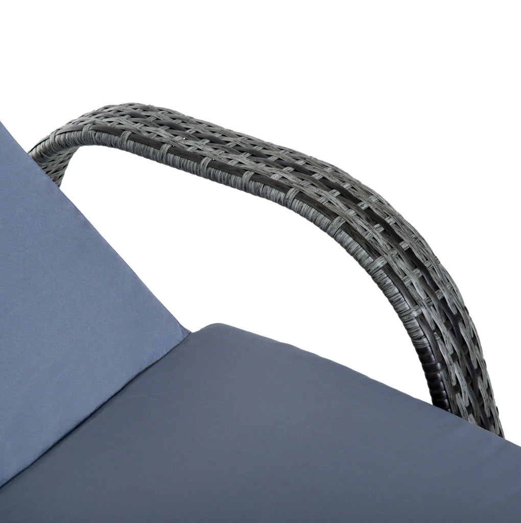 Set da giardino con 2 lettini reclinabili e tavolino in polyrattan grigio