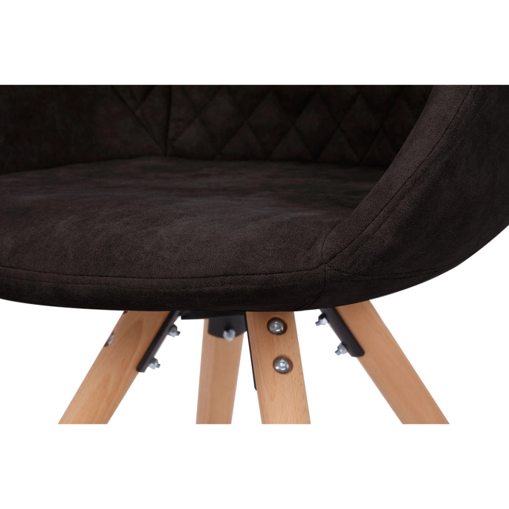 Set di 2 sedie Chadwick in velluto nero con gambe in faggio
