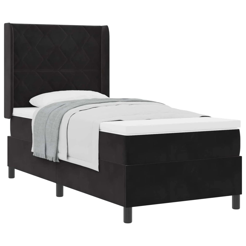 Letto a molle con materasso Nero 90 x 190 cm Velluto 3342040