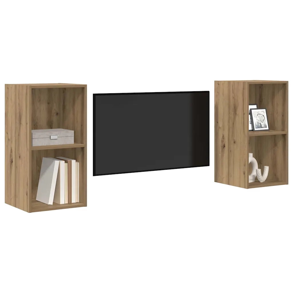 Set mobile TV 2 pcs Rovere artigianale Legno multistrato 3393557