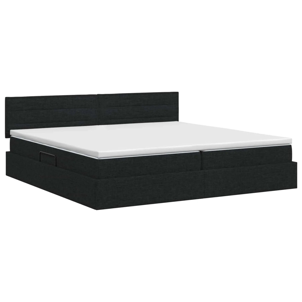 Letto con contenitore e materasso Nero 200 x 200 cm 3458582