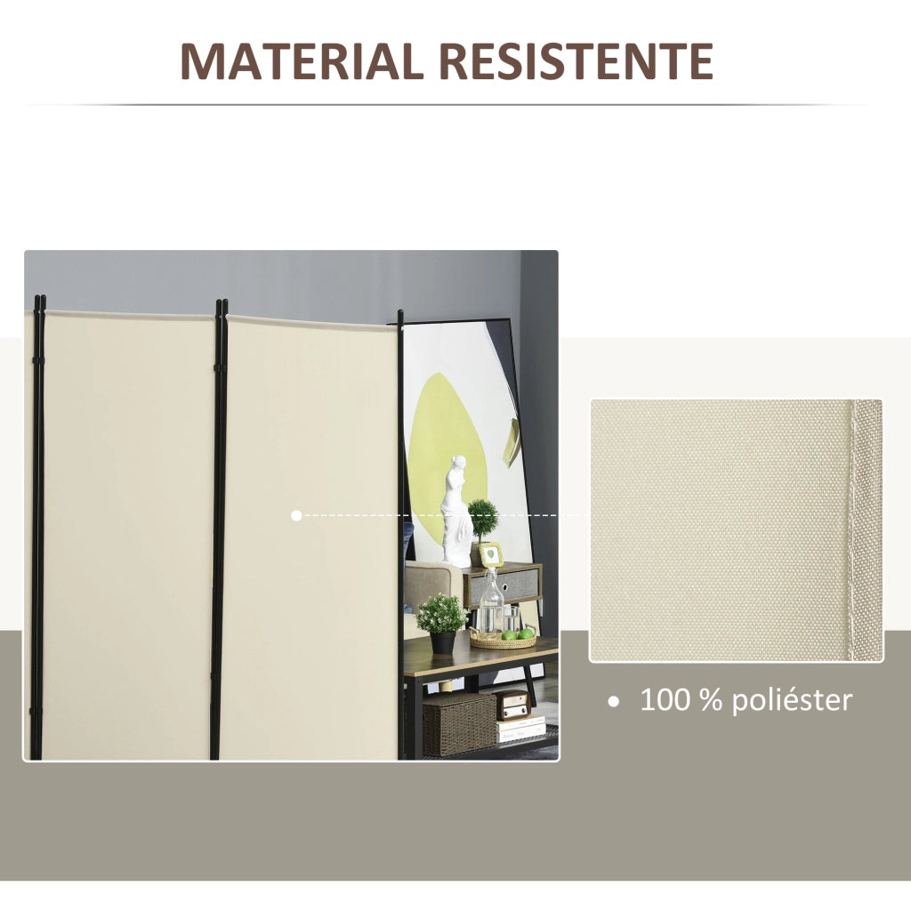 Biombo ¨C zephmum ¨C 3 pannelli 182x253 cm beige metallo