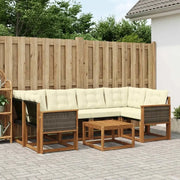 Set di divani da esterno con cuscino 7 pcs Naturale e Crema 3381802