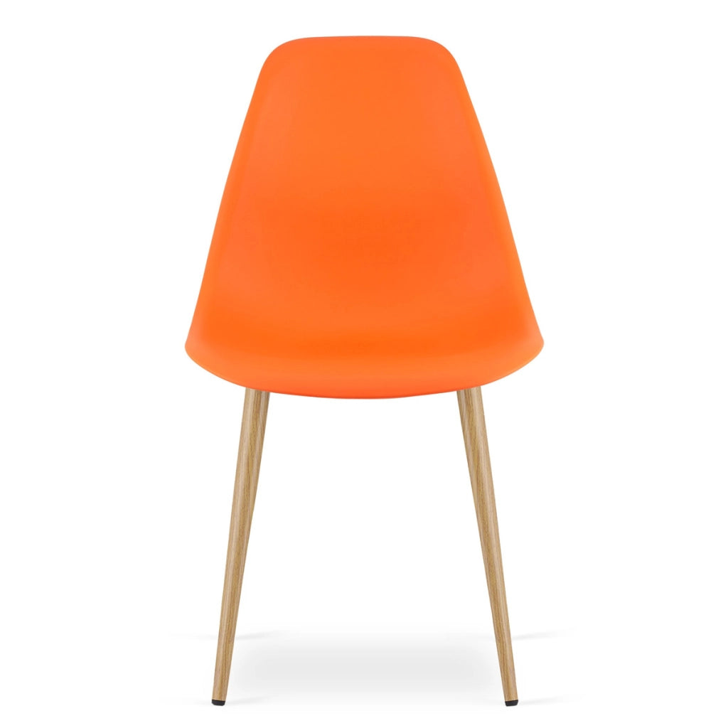 Set di 3 sedie da pranzo WAT arancioni con gambe effetto legno