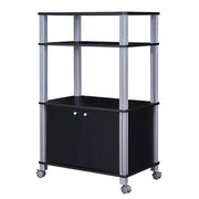 Carrello da cucina multiuso con ruote e 2 ante Carrello in legno a 3 ripiani-Buffet-Armadio da cucina 60x40x98cm Nero