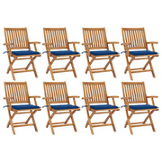 Sedie da Giardino Pieghevoli con Cuscini 8 pz Massello di Teak cod mxl 75199