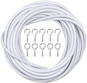Set di corda per tende 10 m - Kit con 20 occhielli - Corda per tende bianca - Adatto per finestre in legno/metallo - Facile da installare - Corda per tende