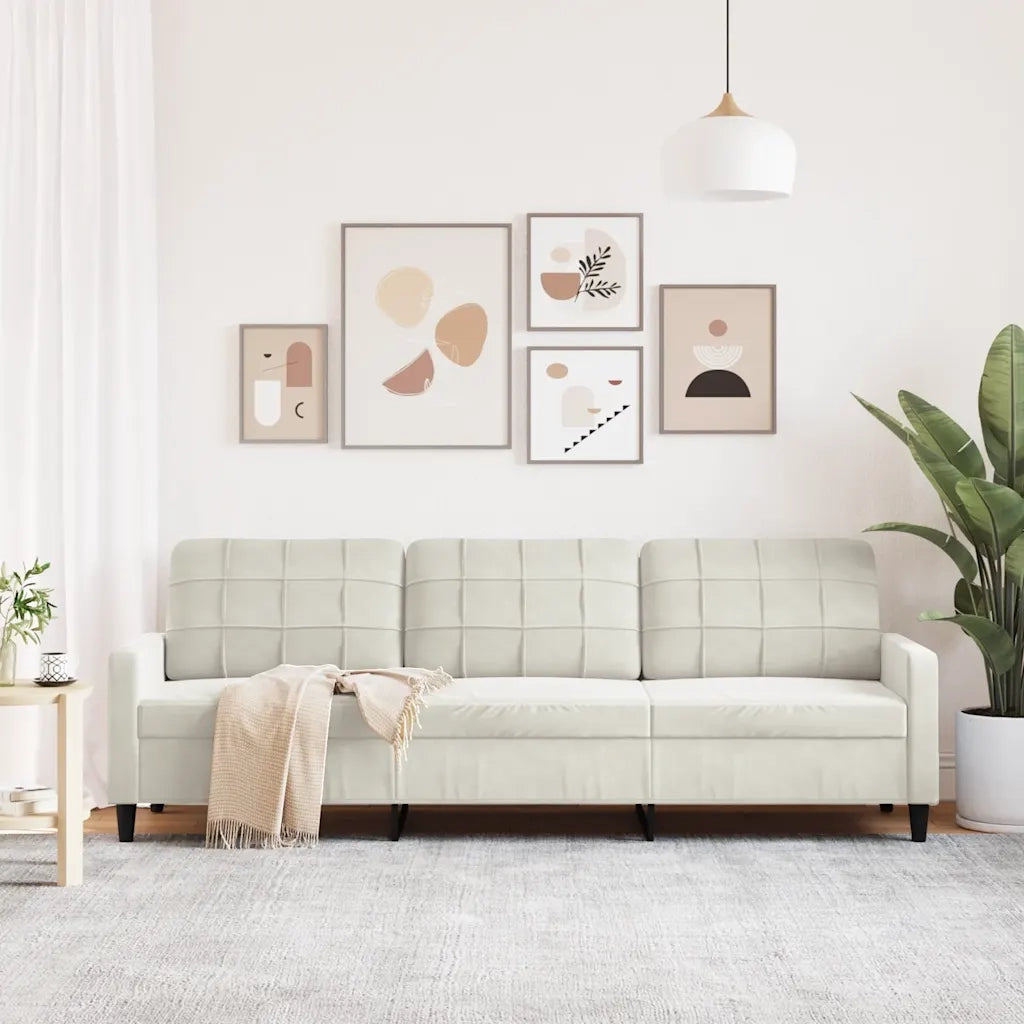 Divano | Divano da soggiorno | Sofa a 3 Posti Crema 210 cm in Velluto