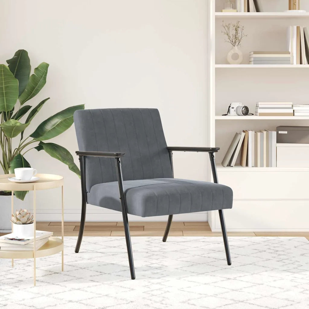 Poltrona-Divano Sedia-Poltroncina Grigio scuro Velluto 339317