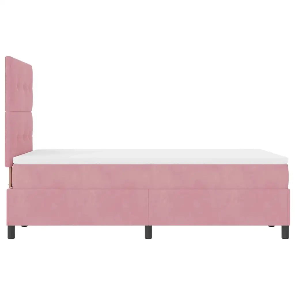 Letto a molle con materasso Rosa 120 x 200 cm Velluto 3339829