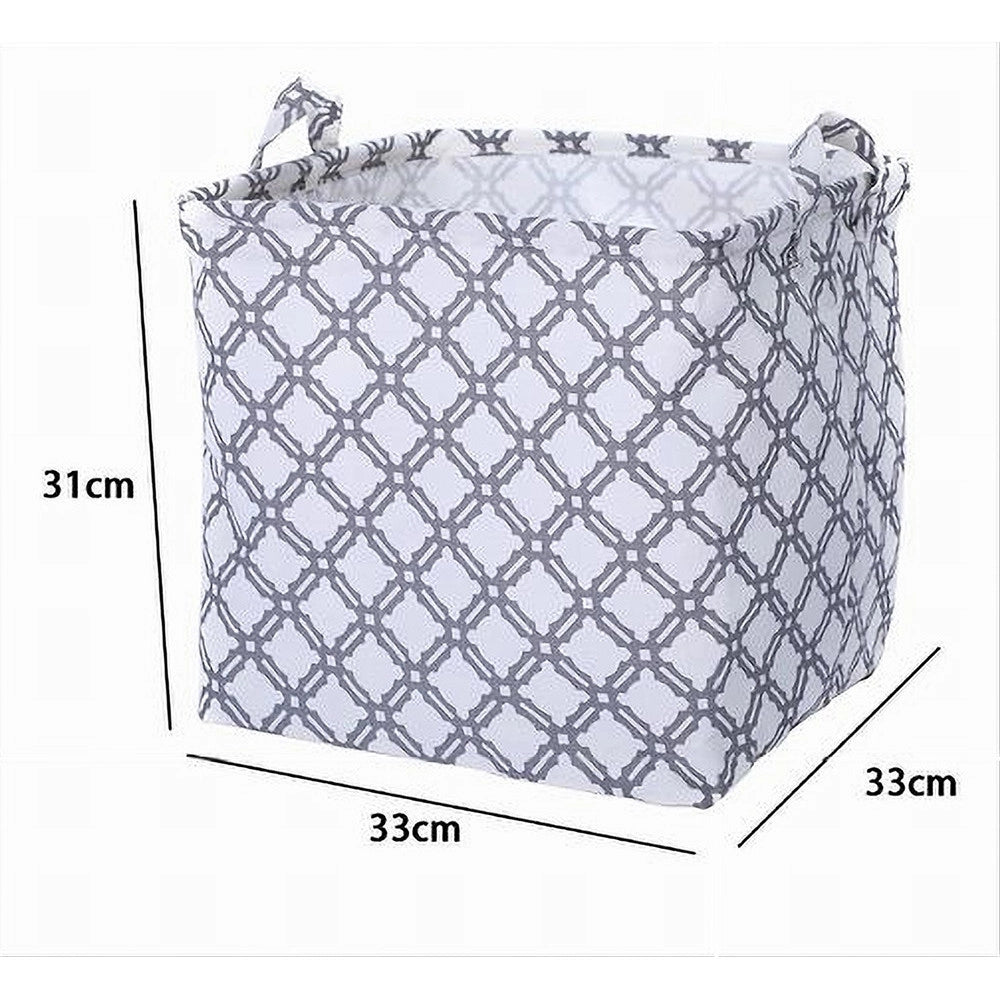 Trade Shop - Cesto Contenitore Porta Biancheria Bucato Manici Tessuto Grigio 33x33x31cm 79206 -
