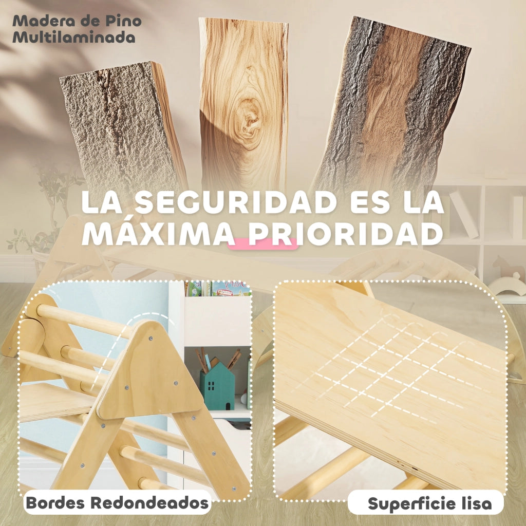 Scaletta per Bambini con Rampa ¨C zephmum ¨C Naturale 219x72,5 cm