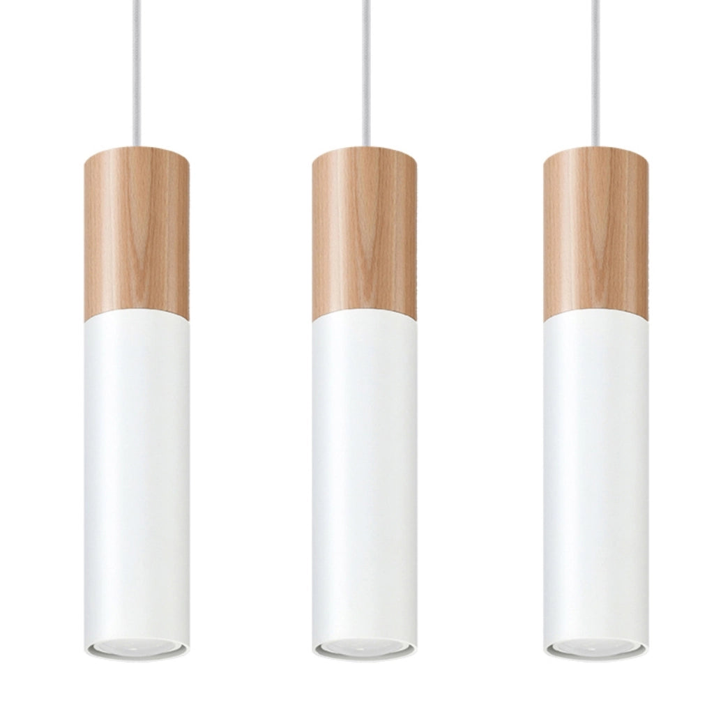 Lampadario MARCOS 3 luci bianco/legno Pure Lume GU10