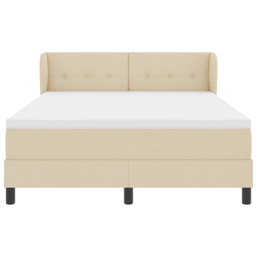 Letto con Box Spring e Materasso Panna 140x200 cm Tessuto