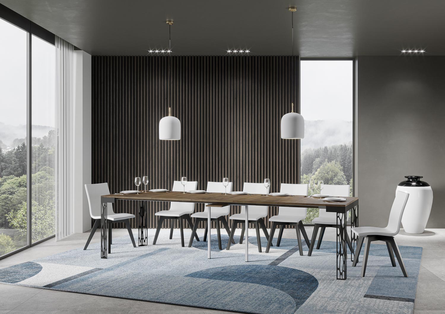 Consolle Allungabile 90-300x40x77 cm in Nobilitato Marrone