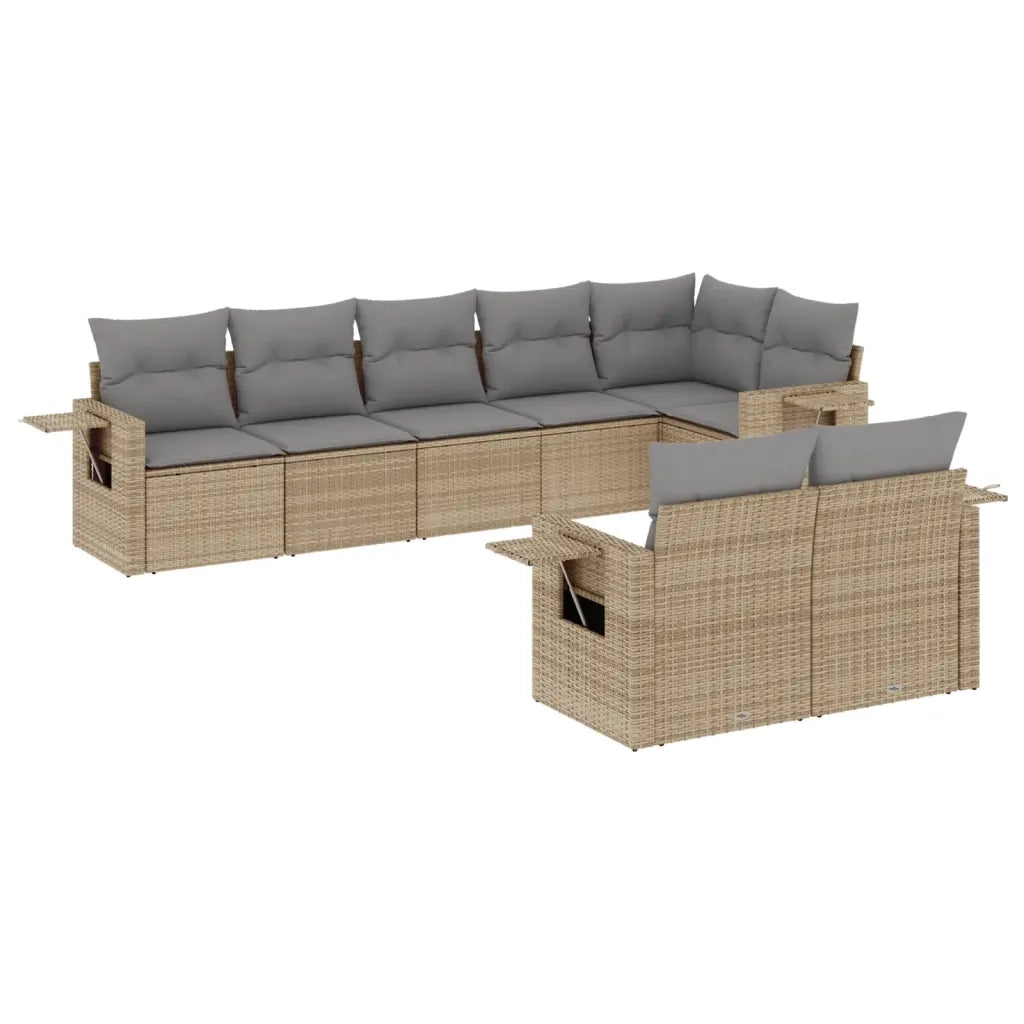 Set Divano da Giardino 8 pz con Cuscini Beige in Polyrattan 3220418