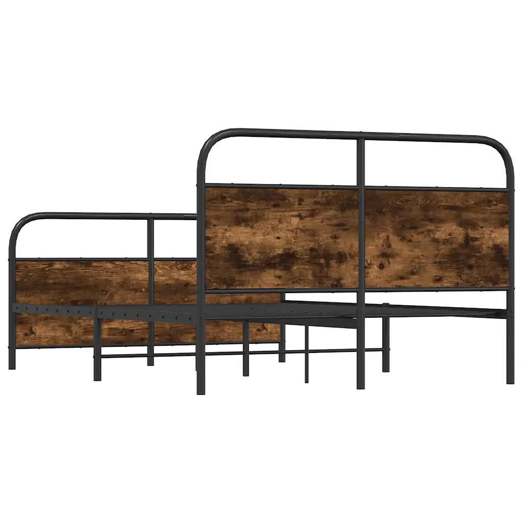 vidaXL Giroletto senza Materaso in Metallo Rovere Fumo 137x190 cm