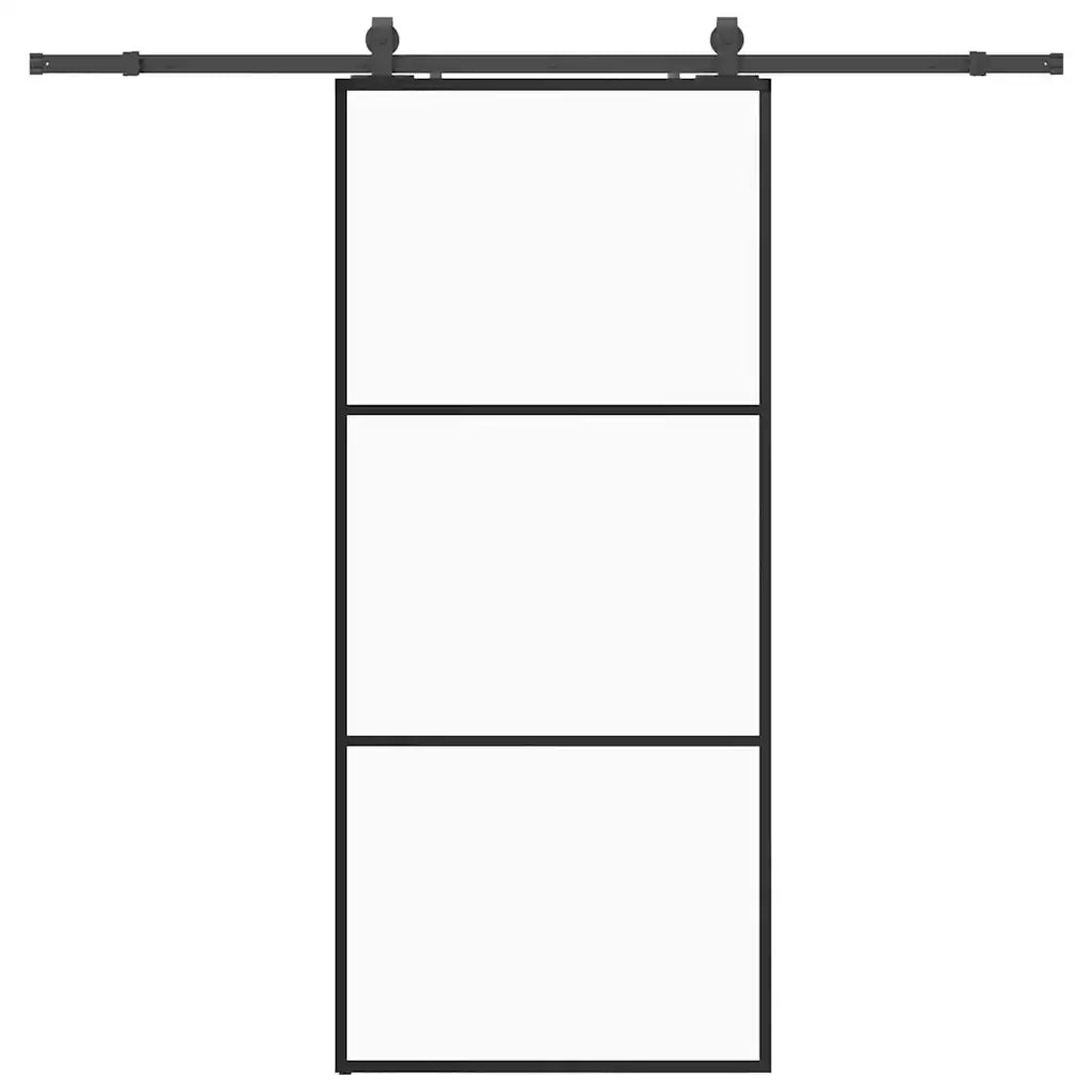 Porta Scorrevole con Ferramenta Nera 90x205 cm in Vetro ESG 3375922