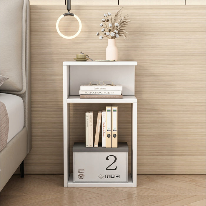 Comodino bianco loft per camera da letto o soggiorno, moderno, 50 cm