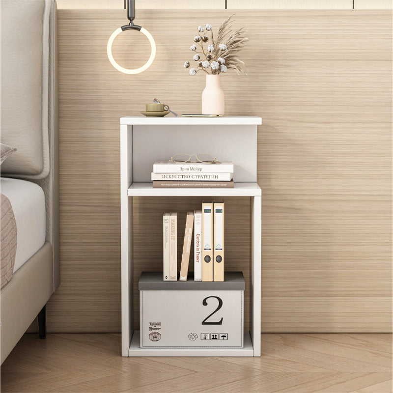Comodino bianco loft per camera da letto o soggiorno, moderno, 50 cm