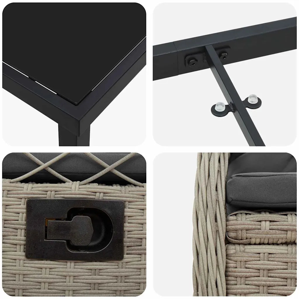 Set da Pranzo per Giardino 5 pcs Grigio chiaro polyrattan 3381017