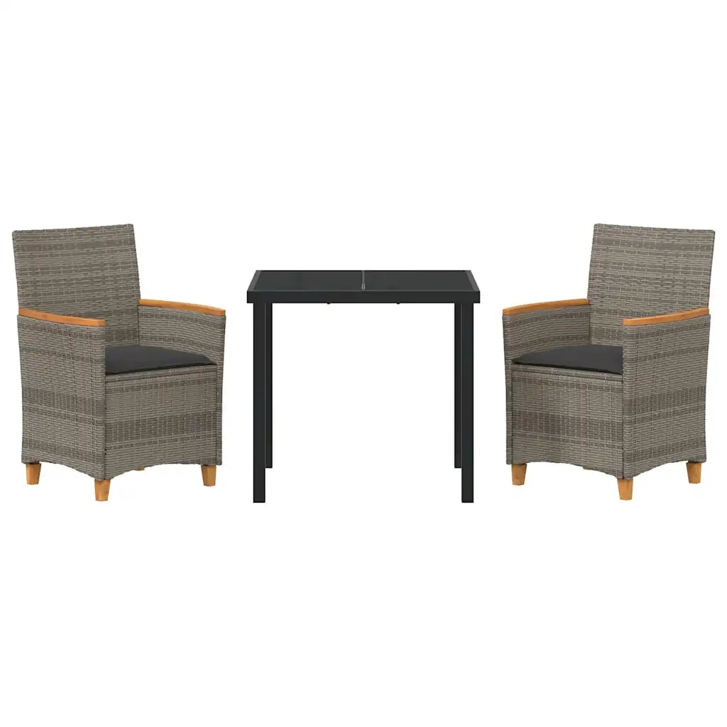 Set da Pranzo per Giardino 3 pcs Grigio polyrattan 3381093