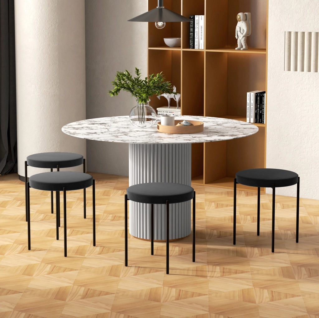 Set di 4 sgabelli da cucina 41.5x41.5x46 cm impilabili in metallo nero