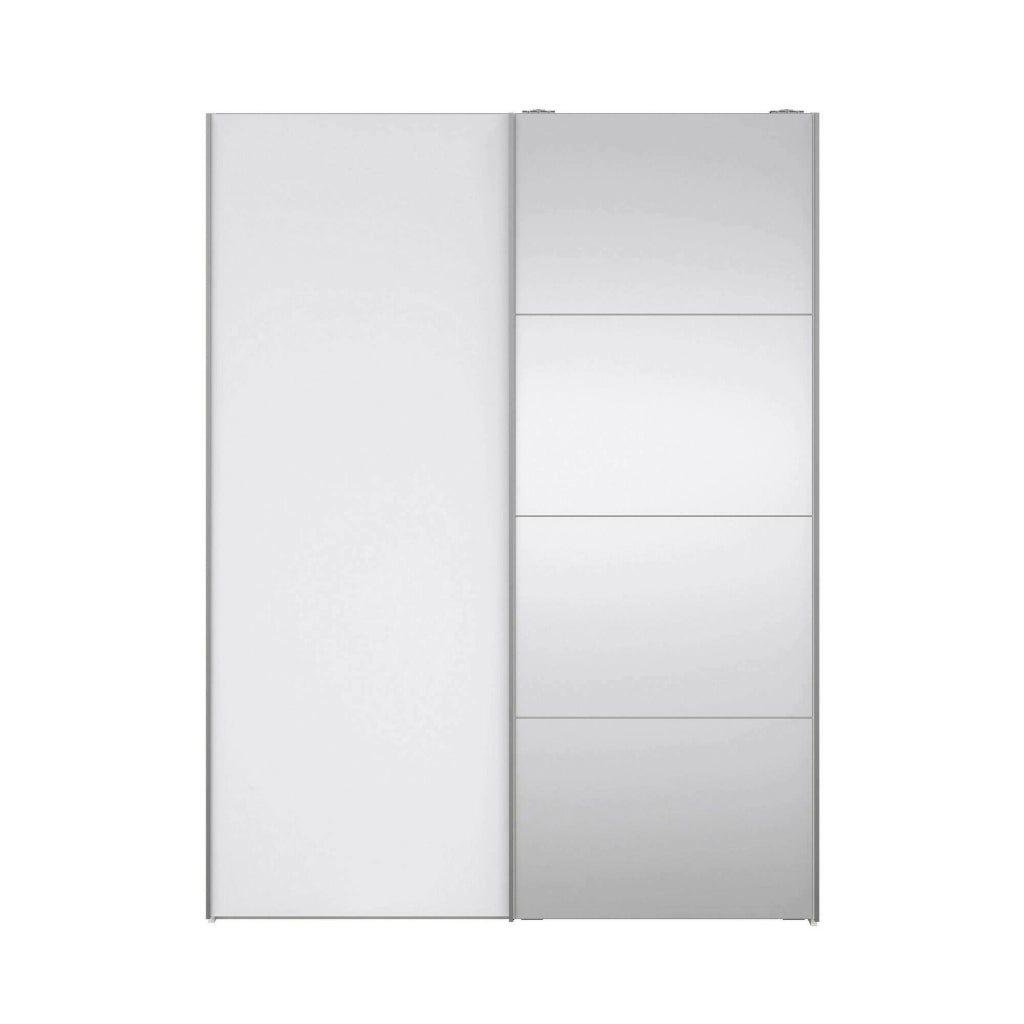 Guardaroba 2 ante Seraphine, Mobile camera da letto, Cabina armadio portabiti, Armadio appendiabiti, 150x61 h200 cm, Bianco lucido