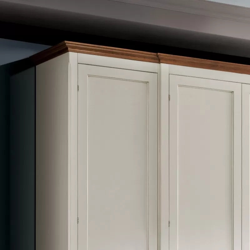 Armadio classico 4 porte intarsiate legno bicolore shabby 286x65x255 - Mobili 2G