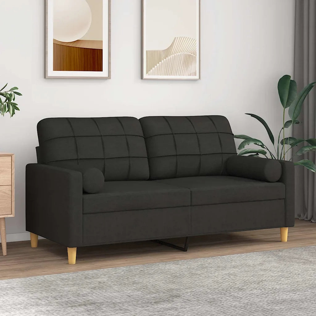 Divano | Divano da soggiorno | Sofa a 2 Posti con Cuscini Tortora 140 cm in Tessuto