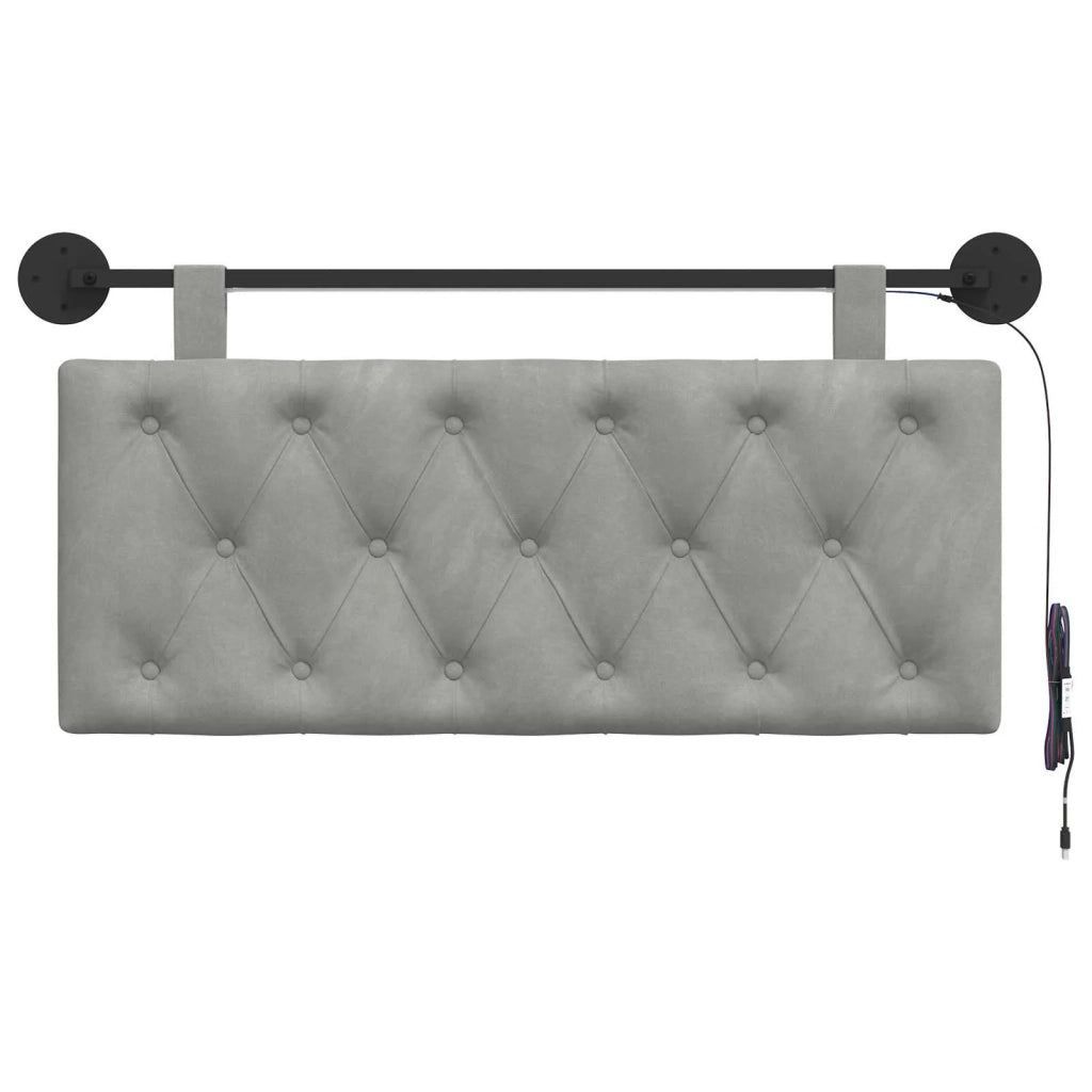 Testiera sospesa Con luce LED Grigio Chiaro Velluto