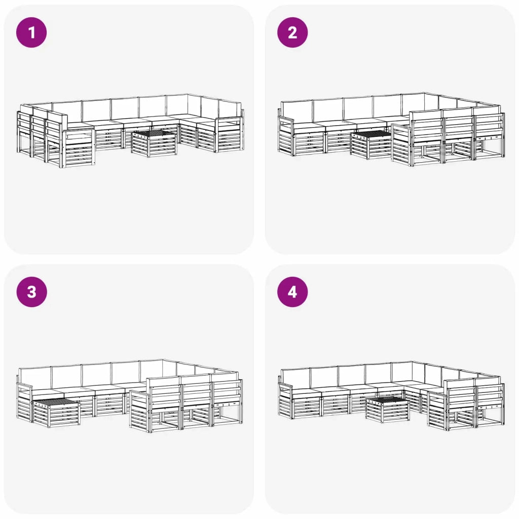 Set di divani da esterno 8 pcs Bianco e Beige 59 x 59 x 37 cm 3392613