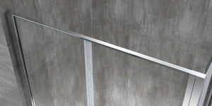 Box doccia angolare parete fissa e porta battente tipo saloon vetro 6 mm reversibile MISURA 72,5-75 ANTA FISSA + PORTE 72-75  