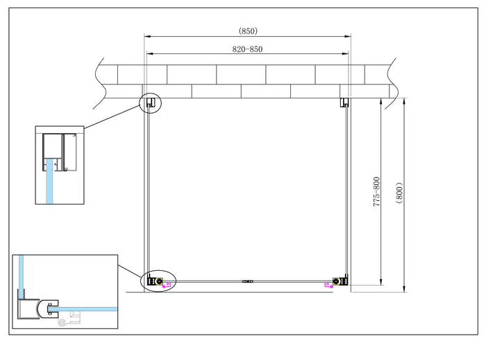 Porta battente Saloon  + 2 lati fissi box doccia 6 mm cromo 2 FISSE 77,5-80 + SALOON 82-85 
