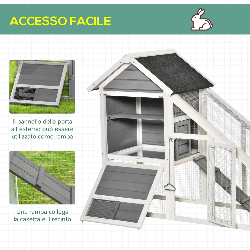 Conigliera da Esterno 140x65x120 cm in Legno Grigia