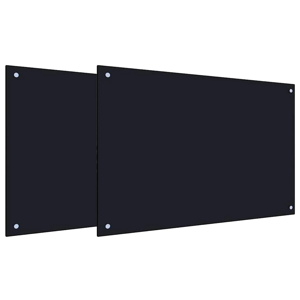 Set di 2 paraschizzi moderni per cucina neri 90 x 60 cm design elegante resistenti al calore in vetro temperato nero 02_0056231