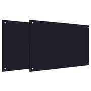 Set di 2 paraschizzi moderni per cucina neri 90 x 60 cm design elegante resistenti al calore in vetro temperato nero 02_0056231