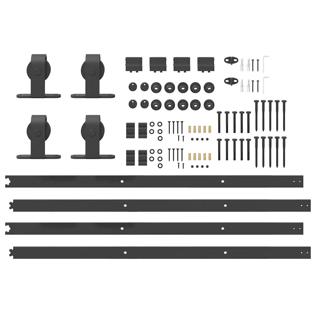 Kit di Binari per Porte Scorrevoli 200 cm Acciaio Nero CFW3646264